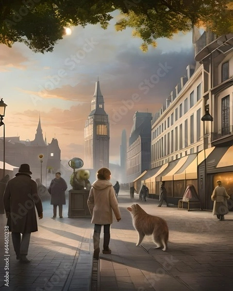 Obraz person walking on the street