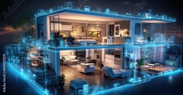 Fototapeta Immersive Smart Home Experience: A Wide-Angle Look at IoT Device Interconnectivity