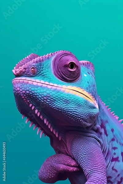 Obraz Lizard chameleon on colorful background