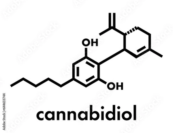 Fototapeta Cannabidiol (CBD) cannabis molecule. Has antipsychotic effects.
