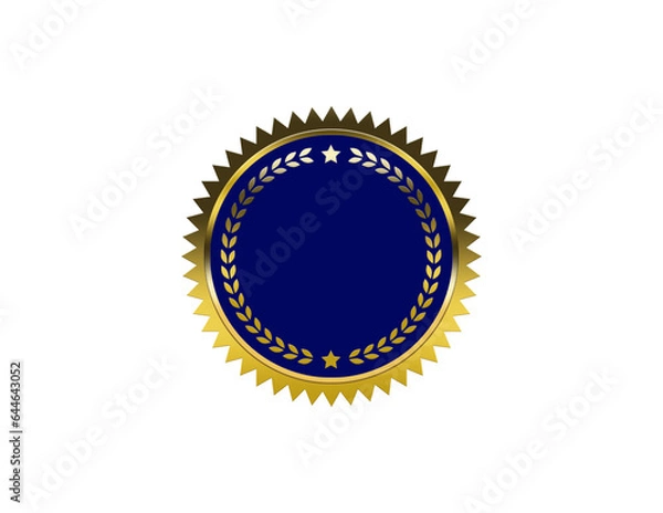 Fototapeta Blue & Gold Certificate Medal Award Transparent Vector Image 
