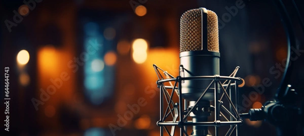 Obraz Modern professional microphone in recording studio