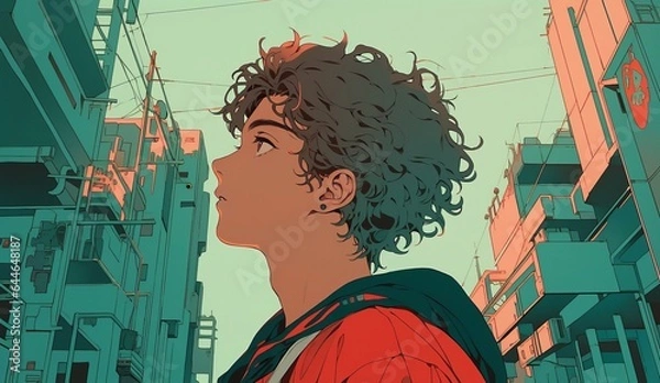 Fototapeta アニメ風のハンサム男性,Generative AI AI画像