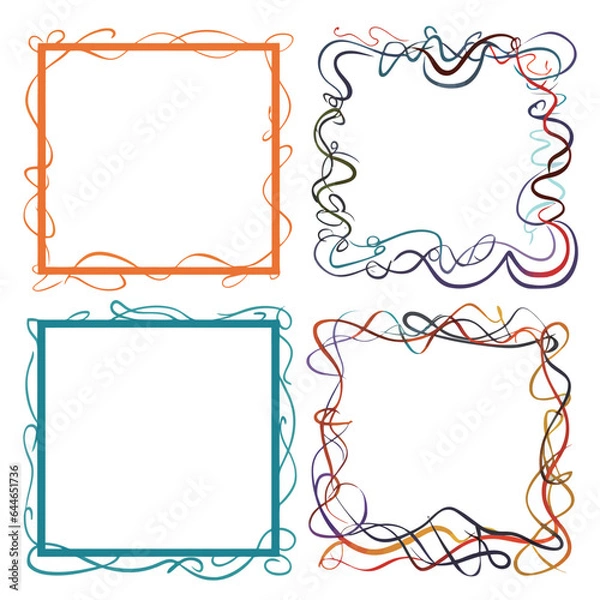 Fototapeta vector collection set of squiggle lines frame