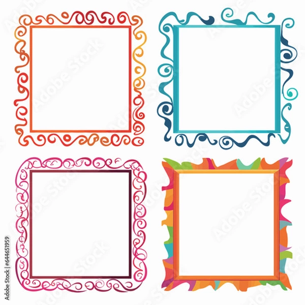 Fototapeta vector collection set of squiggle lines frame