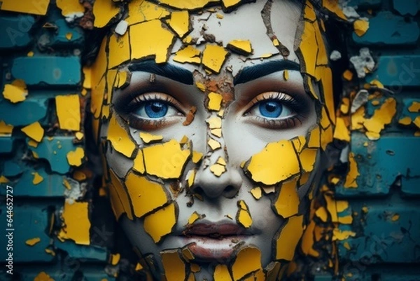 Fototapeta ひび割れた顔,Generative AI AI画像