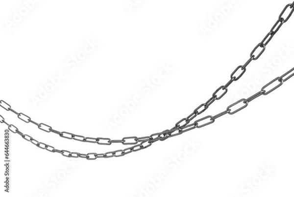 Obraz Two common metal chains isolated on white