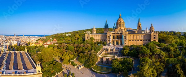 Fototapeta Aerial view of the Montjuïc, a hill in Barcelona, Catalonia, Spain