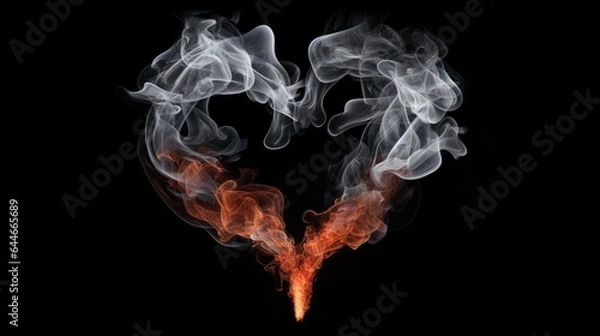 Fototapeta An image of cigarette smoke delicately forming a heart shape.