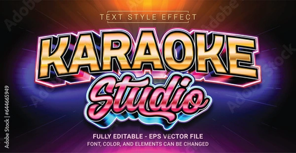 Obraz Karaoke Studio Text Style Effect. Editable Graphic Text Template.