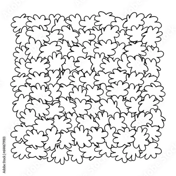 Fototapeta White clouds background, doodle contour drawing