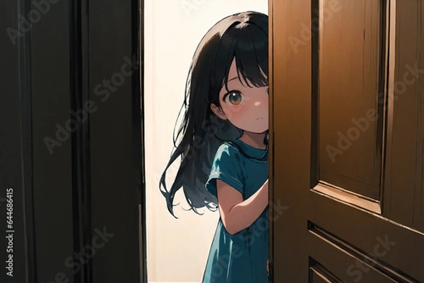 Fototapeta ドアから覗き見する少女
generative