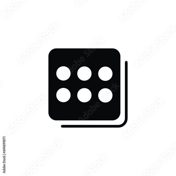 Fototapeta Dice 6 icon silhouette design template vector isolated