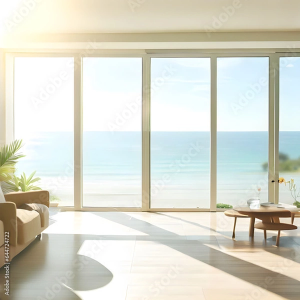 Fototapeta Room in the house with a view of the sea