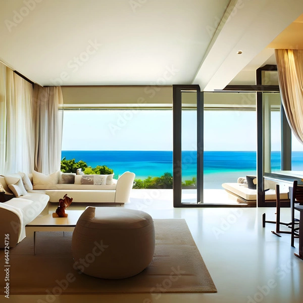 Fototapeta Room in the house with a view of the sea