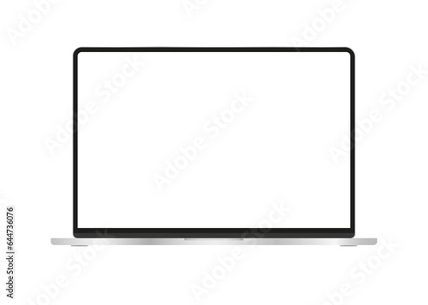 Fototapeta Realistic Silver Notebook with Blank Screen. 16 inch Scalable Laptop computer. Can be Used for Project, Presentation. Blank Device Mock Up. Separate Groups and Layers. Vector illustration