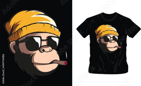 Obraz cool colorful chimpanzee monkey t-shirt design editable template