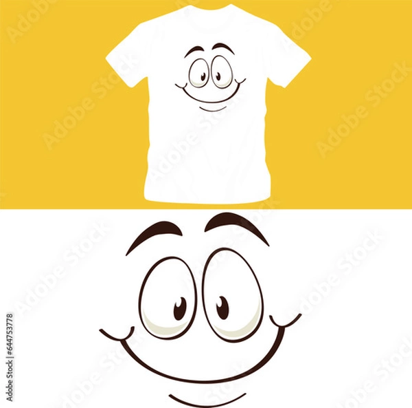 Obraz Cartoon face. funny face expressions, caricature emotions. cute character with different expressive eyes and mouth shirt design editable template