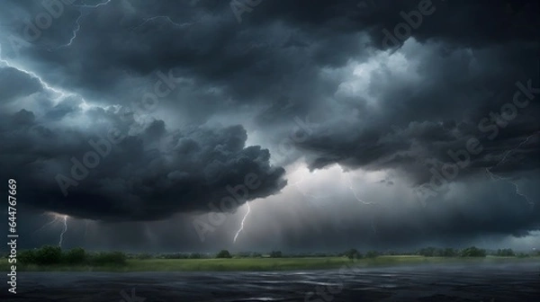 Fototapeta Epic Storm Clouds Background Dramatic Thunderstorm Sky Stormy Weather Scene Moody Atmospheric Sky Dark And Ominous Cloudscape AI Generative