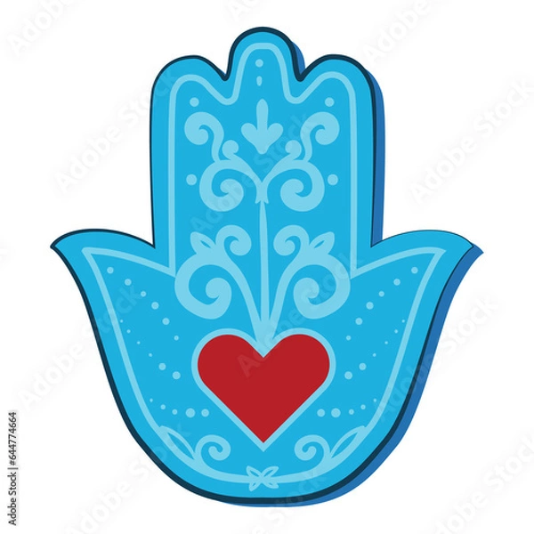 Fototapeta Blue hamsa hand with a heart