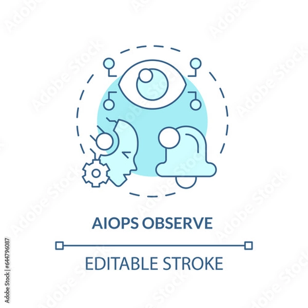 Fototapeta 2D editable AI ops observe icon representing AI ops, isolated vector, blue thin line illustration.
