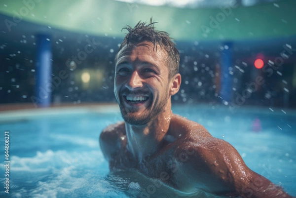 Obraz Active men enjoying aqua fit class in a pool