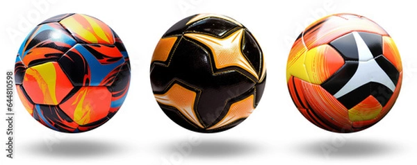 Obraz collection of realistic soccer ball elements isolated on transparent background. generative ai