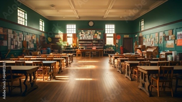 Obraz 誰もいない学校の教室の背景