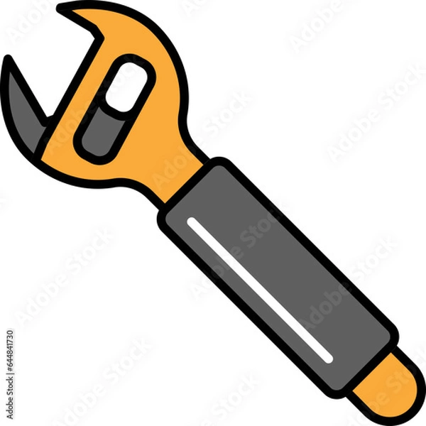 Obraz Adjustable Wrench Grey And Orange Icon.