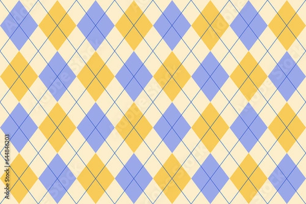 Obraz Seamless purple yellow argyle pattern. Diamond shapes background.