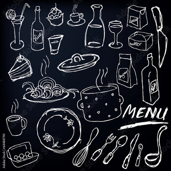 Obraz Hand drawn restaurant menu on blackboard