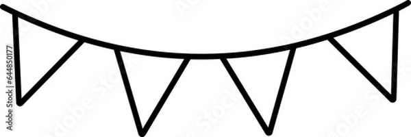 Fototapeta Isolated Bunting Flag Hang Icon In Thin Line.