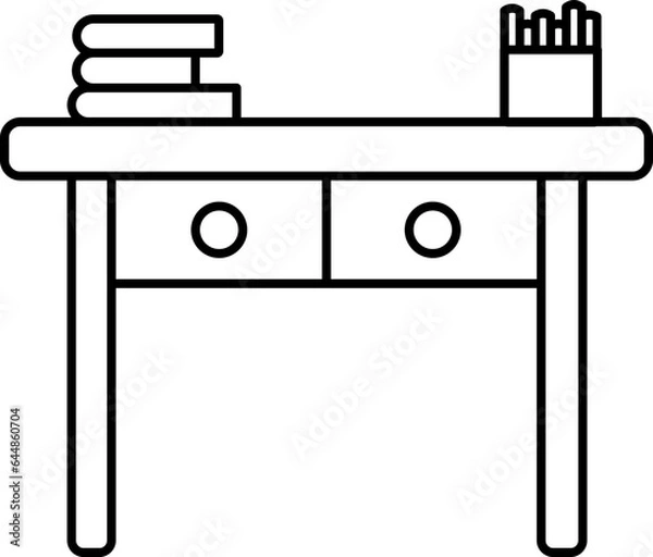 Fototapeta Book And Chalk Box On Desk Icon In Line Art.