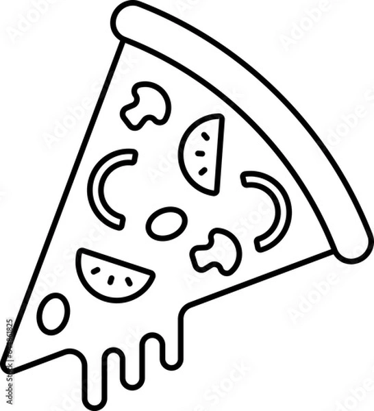 Fototapeta Isolated Mushroom Pizza Icon In Line Art.