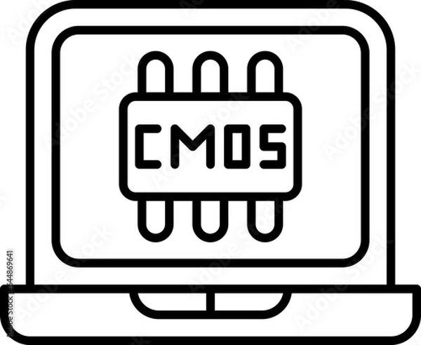 Fototapeta Linear Style Cmos In Laptop Icon.