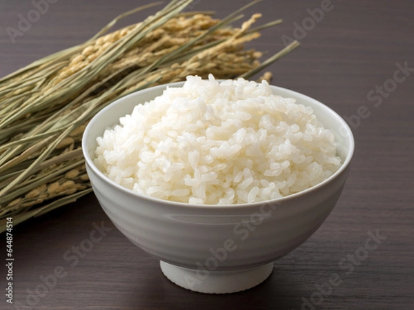 Obraz 新米のイメージ。ごはん・稲穂。
