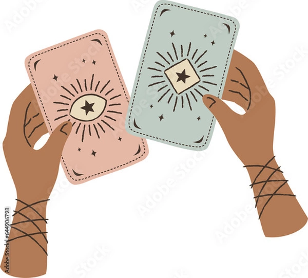 Obraz hands holding tarot cards, png transparent background	
