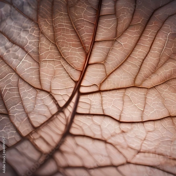 Fototapeta A macro shot of the delicate veins in a translucent leaf1