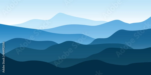 Obraz Vector landscape mountain silhouettes illustration background design 