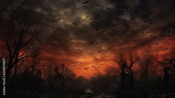 Obraz Halloween night sky