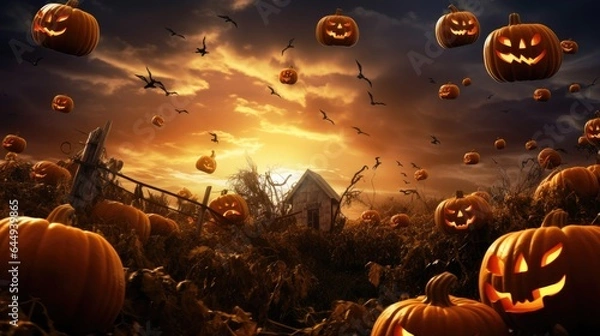 Obraz halloween background with pumpkins