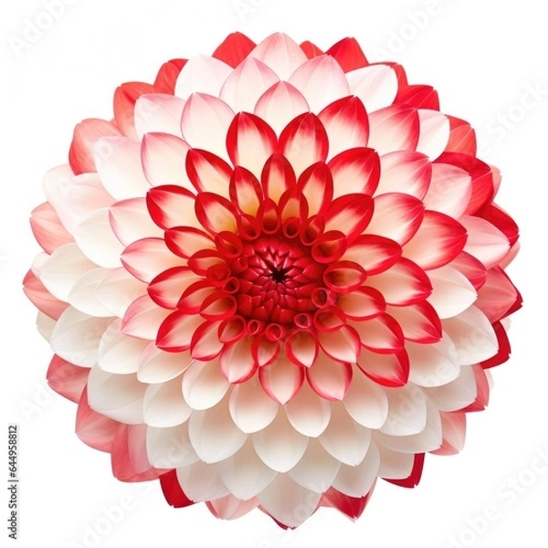 Obraz One Dahlia flower isolated on white background, top view. Floral flowers pattern.