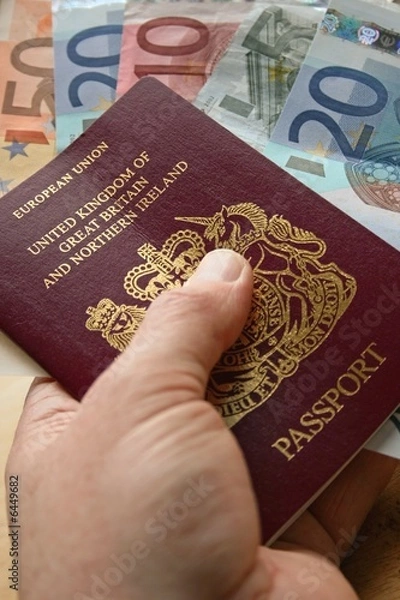 Fototapeta Passport & Euro Notes