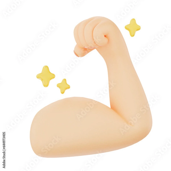 Obraz Strong arm flexing 3D hand gesture icon