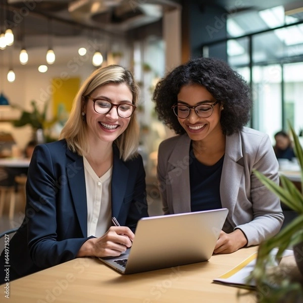 Fototapeta students working on laptop computer