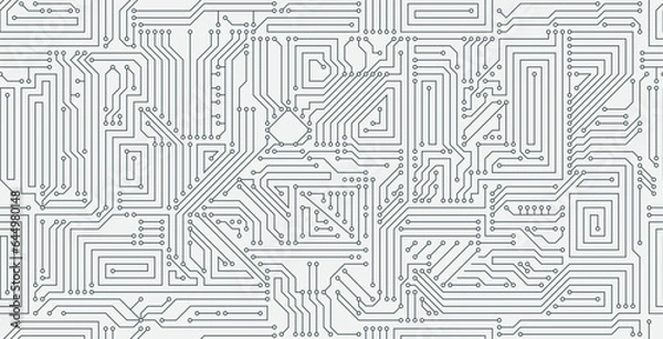 Fototapeta Seamless background vector of electronic circuit technology on white background.