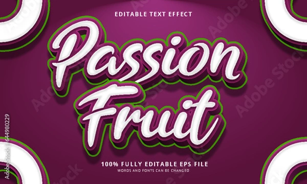 Fototapeta Passion Fruit text style editable text effect