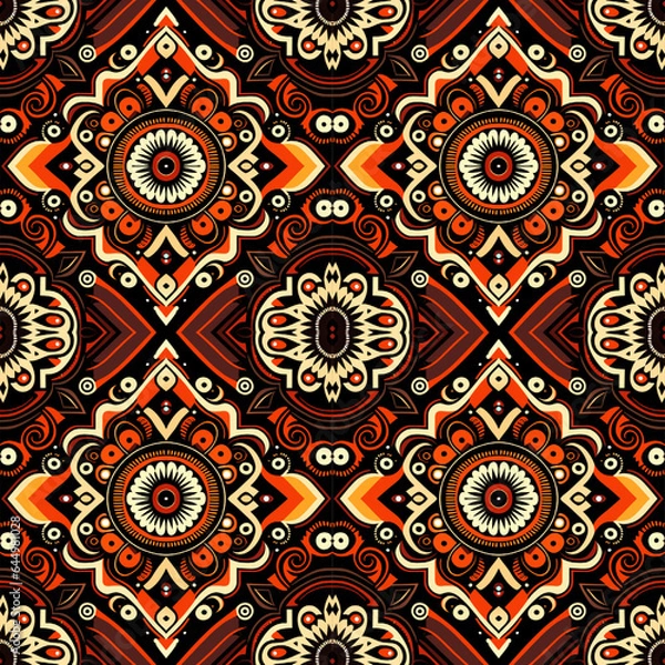 Fototapeta Vector seamless pattern. Colorful ethnic ornament. Arabesque style.
