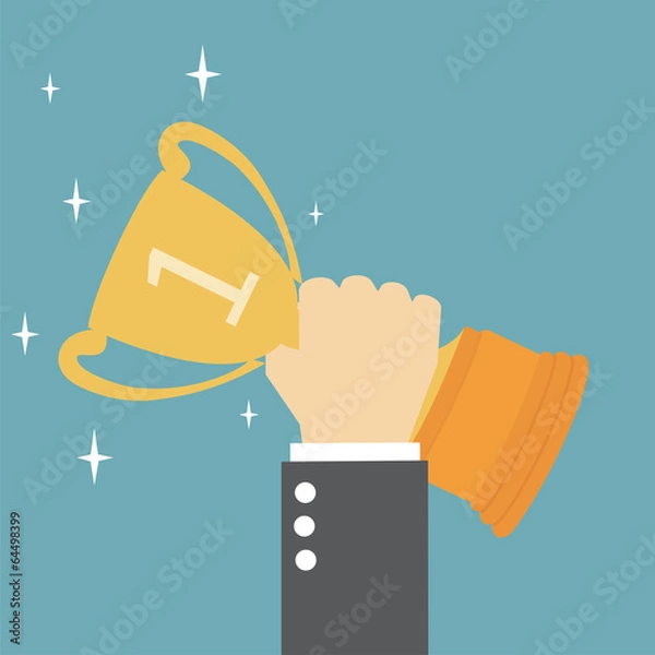 Obraz Hand holding a winner's trophy