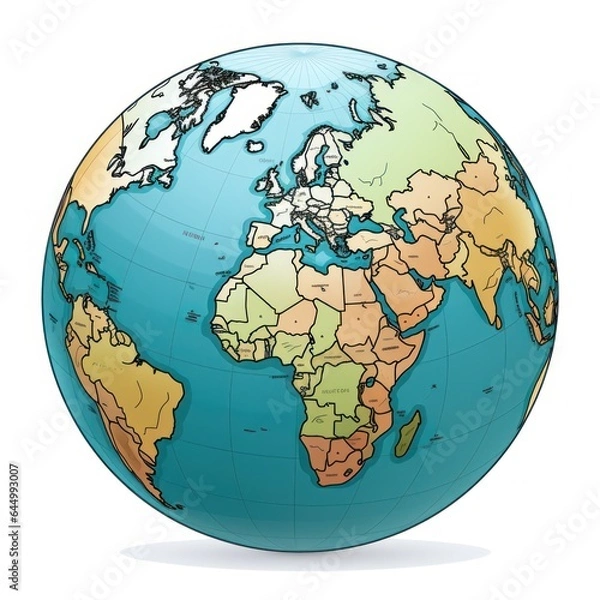 Fototapeta globe and geographic map on white background. 